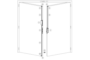 Dvoukřídlové panikové dveře se zástrčí vysoké, Varianta 6