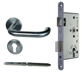 Panikové kování - sada pro dveře, klika/klika + zámek