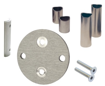 Set pro upevnění sloupku zábradlí na zeď, nerez, kulatá