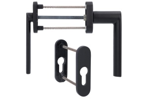 Klika na balkónové dveře, oboustranná Südmetall Korsika s nízkou klikou, černá