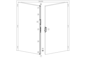 Dvoukřídlové panikové dveře se zástrčí, Varianta 5