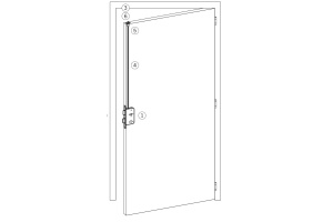 Vysoké jednokřídlové panikové dveře s táhlem, Varianta 2
