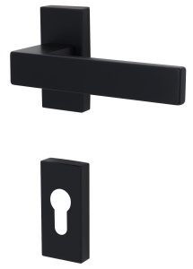 Klika s úzkou hranatou rozetou Südmetall Matteo-R, TopSpeed, černá