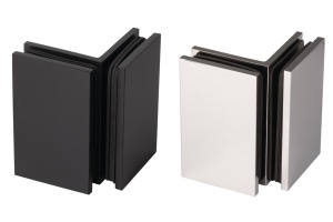 ECONOMY - rohový úchyt, sklo/sklo 90°, chrom/černá matná