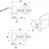 Držák skla AbP typ 4, 45x63 mm, nerez A2