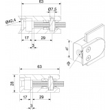 Držák skla AbP typ 5, 45x63 mm, Vzhled nerez