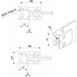 Držák skla AbP typ 7, 45x46 mm, nerez A2, bez vrtání do skla