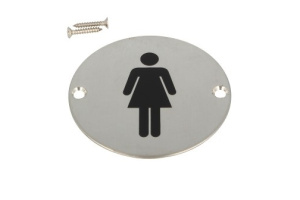 Dveřní piktogram WC dámské, k našroubování, kulatý