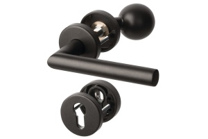 Bezpečnostní kování s kulatými rozetami, Sicura Manuel,  Černá ocel