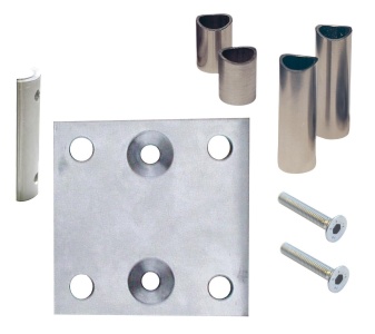 Set pro upevnění sloupku zábradlí na zeď, nerez